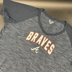 Atlanta‎ Braves Graphic Tee Heathered Blue Women's 4X V-Neck